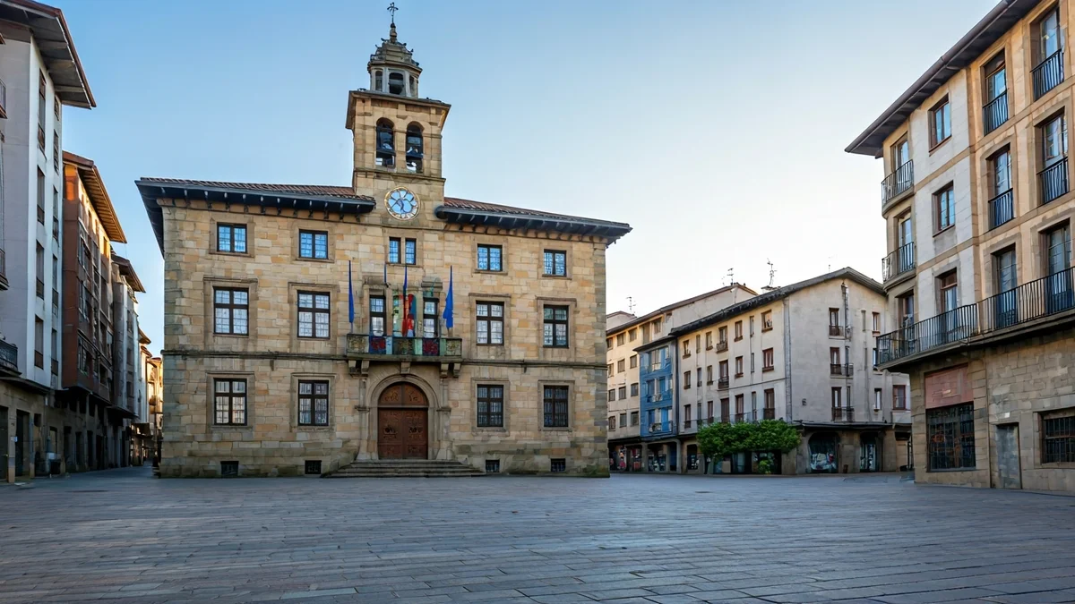 Irudi generikoa Eibarko udaletxearen eta Unzaga plazaren, Memoria Demokratikoaren Leku izendapenaren sinboloa.