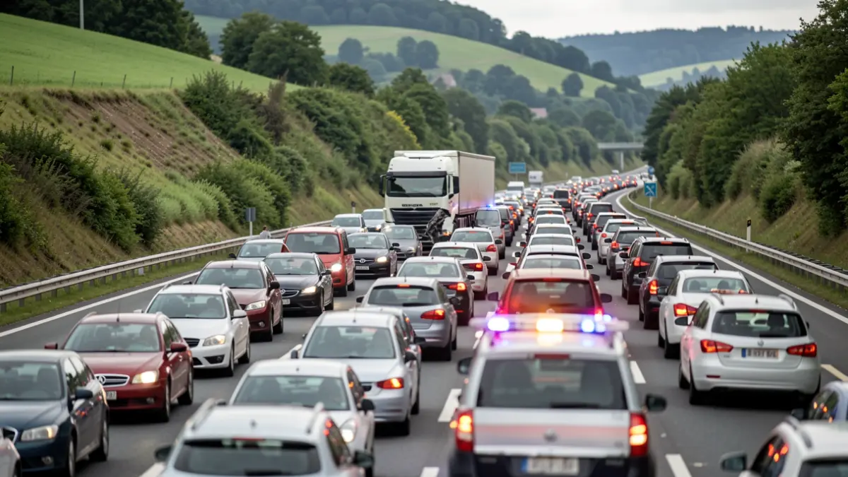 Kamioi istripu baten ondorioz auto-ilara handiak A-8 autobidean, Ugaldebietatik gertu.