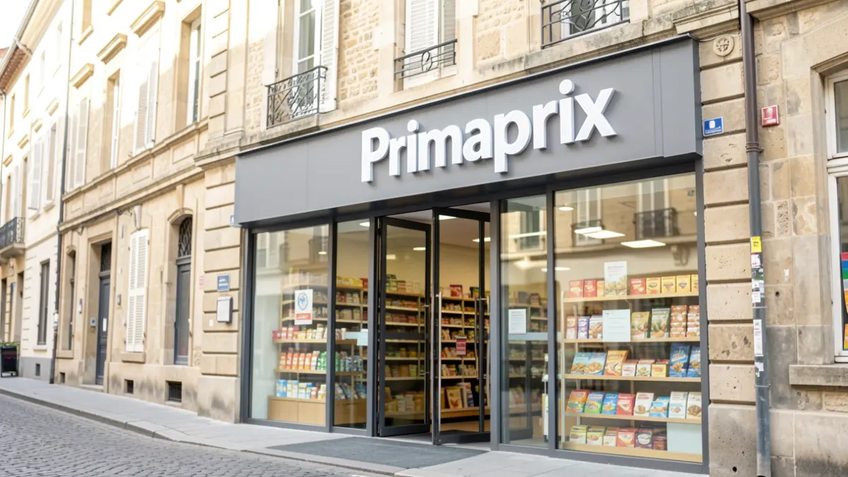 Irudi generikoa: Primaprix supermerkatuaren kanpoaldea, kale historiko batean.