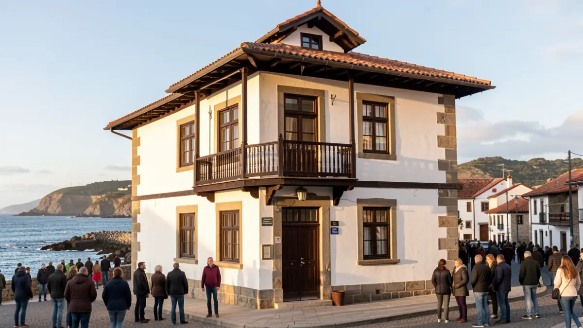 Irudi generikoa da, baina Euskadiko kostaldeko udaletxe baten estilo arkitektoniko tradizionala islatzen du.